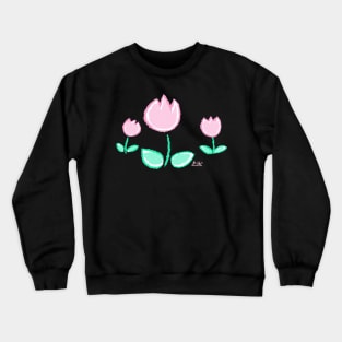 Crayon Tulips - Pastel Cute Kawaii Flower Tulip Baby Nursery Art Crewneck Sweatshirt